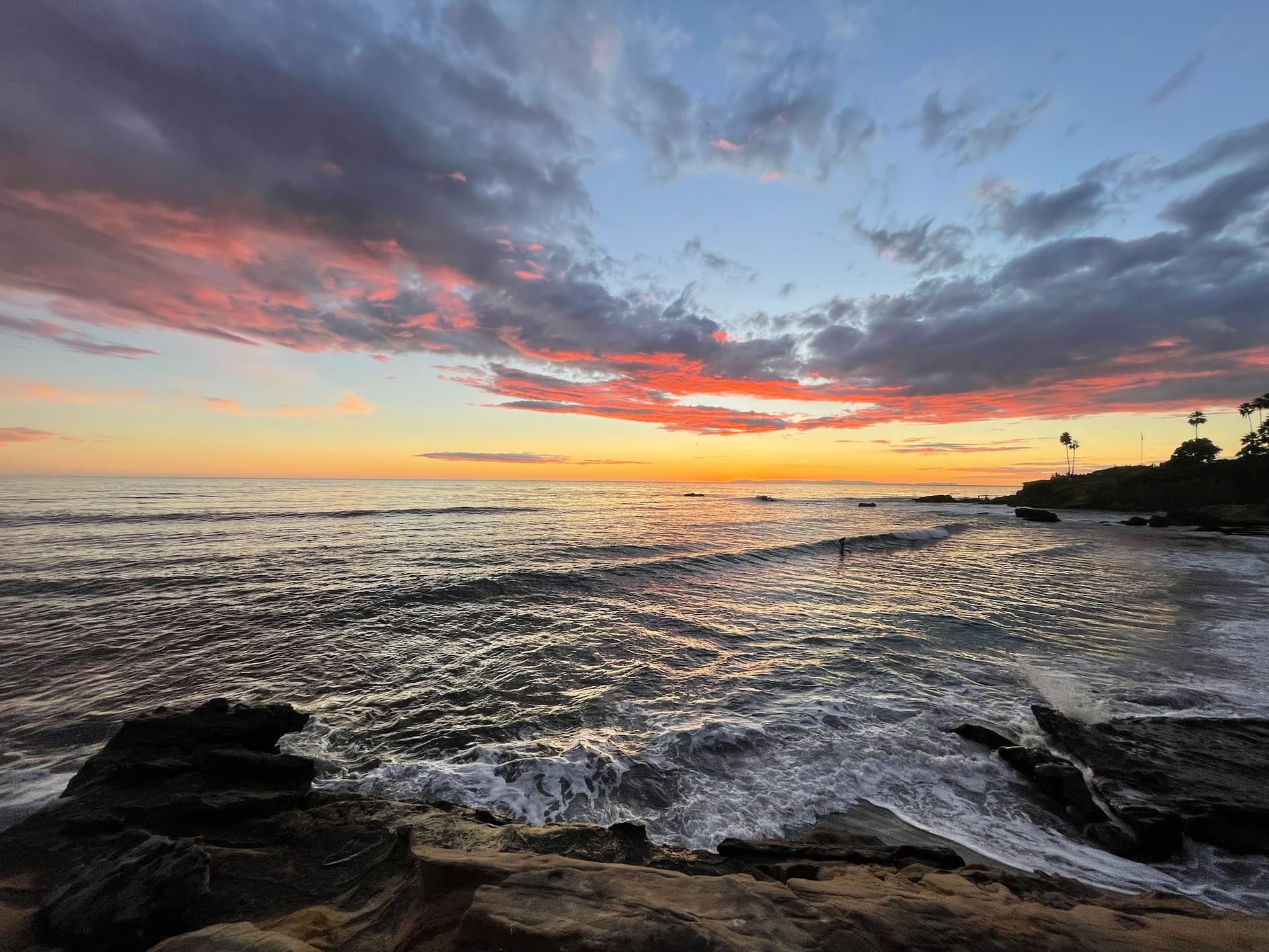 Sunset along the Laguna Beach shoreline