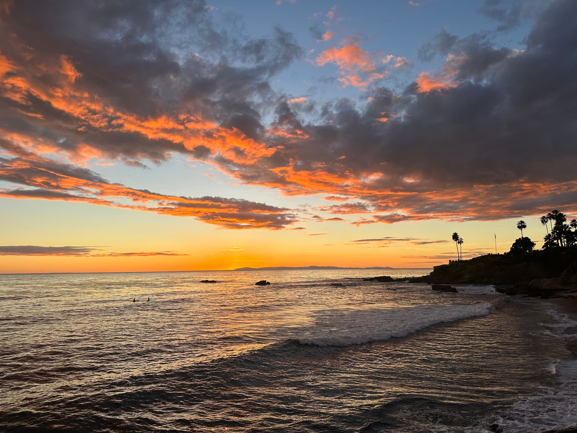 Orange sunset over Laguna Beach